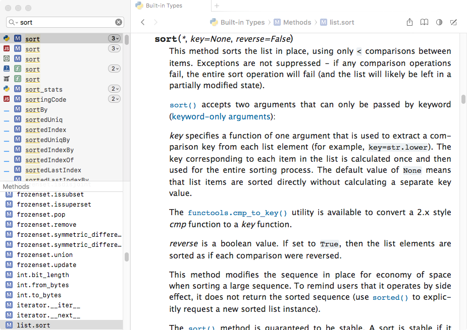 Dash sort example